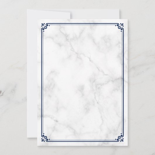 Invitation White Marble and Blue Border Muslim Wedding (Dos)