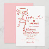 Invitation White Martini Bridal Shower Love Is Brewing Theme (Devant / Derrière)