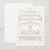 Invitation White Mexicaine Fantail Doves Papel Picado Mariage (Devant / Derrière)