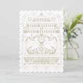 Invitation White Mexicaine Fantail Doves Papel Picado Mariage (Debout devant)