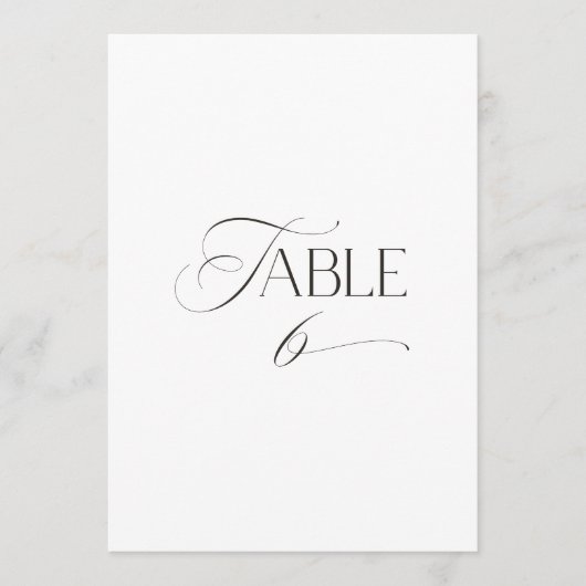 Invitation White Modern Classic Calligraphy Table Number (Devant)