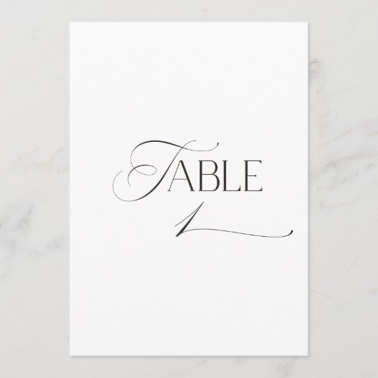 Invitation White Modern Classic Calligraphy Table Number (Devant)