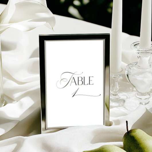 Invitation White Modern Classic Calligraphy Table Number