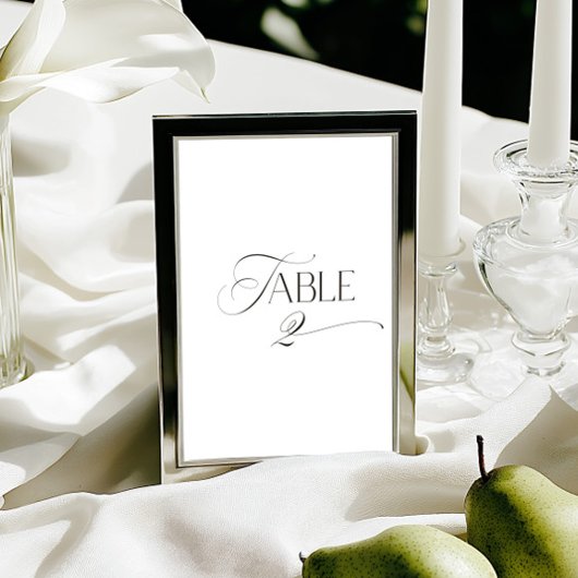 Invitation White Modern Classic Calligraphy Table Number