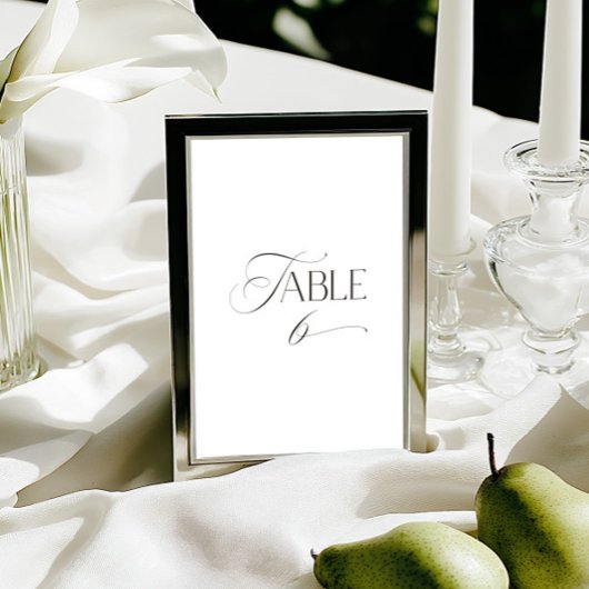 Invitation White Modern Classic Calligraphy Table Number