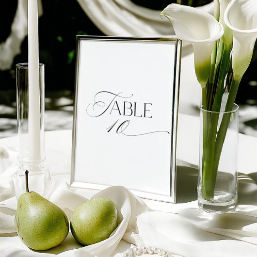 Invitation White Modern Classic Calligraphy Table Number