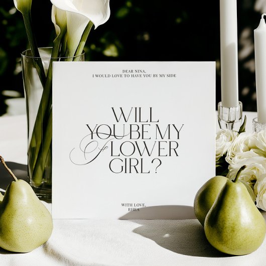 Invitation White Modern Classic Flower Girl Proposal Card