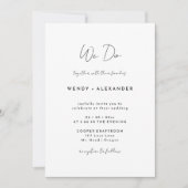 Invitation White Modern Script Nous faisons Mariage photo (Devant)