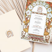Invitation White Morning Glories & Orange Lilies Mariage