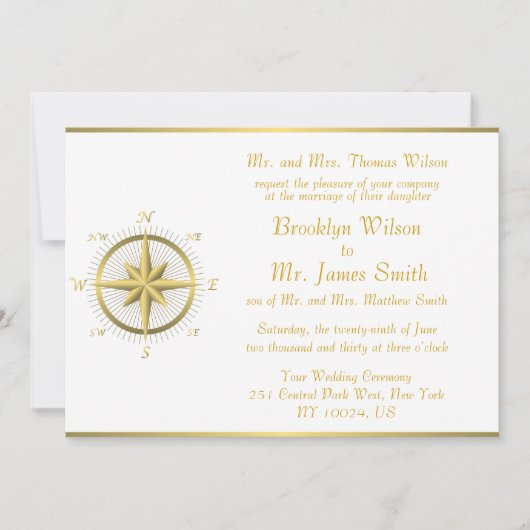 Invitation White Nautical Wedding (Devant)