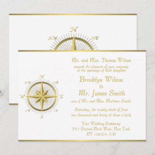 Invitation White Nautical Wedding (Devant / Derrière)