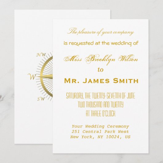 Invitation White Nautical Wedding (Devant / Derrière)