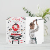 Invitation White Ninja Guerrier Arts Martiaux Photo Anniversa (Debout devant)