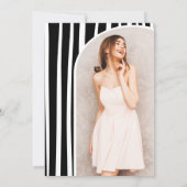 Invitation White on Black Coquette Bow photo graduation (Dos)