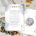 Invitation White, or et Silver Celestial Wedding<br><div class="desc">Delight your guests with this elegant watercolor celestial wedding with exquisite sky with stars and moon in a beautiful blend of gray, silver, a touch of blue and gold hues. Delicate watercolor moon shades on top border framing your wedding details. Stars and sides of moon in faux gold foil. La...</div>