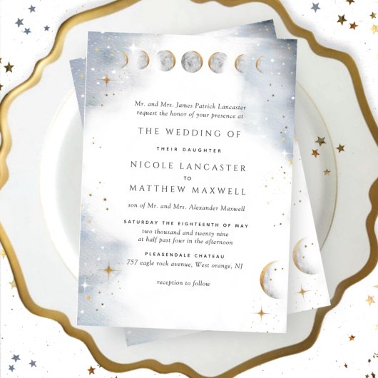 Invitation White, or et Silver Celestial Wedding