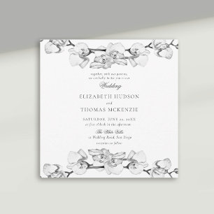 Invitation White Orchidées Art Croquis Moderne Mariage romant
