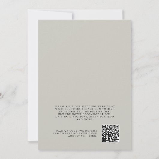 Invitation White Orchids Sage Mariage tropical avec code QR (Dos)
