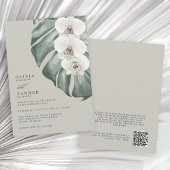 Invitation White Orchids Sage Mariage tropical avec code QR