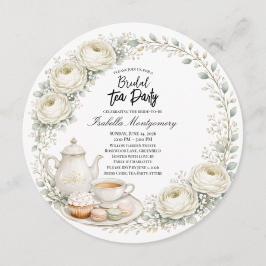 Invitation White Palette Tea Party Bridal Shower (Devant)