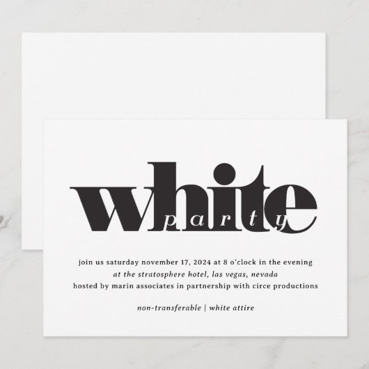 Invitation White Party (Devant / Derrière)