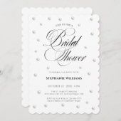 Invitation White Pearls Bridal Shower (Devant / Derrière)