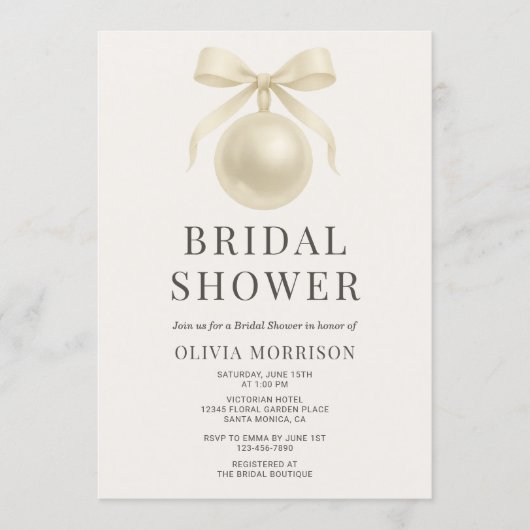 Invitation White Pearls QR Code Bridal Shower (Devant)