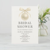 Invitation White Pearls QR Code Bridal Shower (Debout devant)
