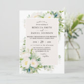 Invitation White Peonies Aquarelle Vintage Mariage (Debout devant)