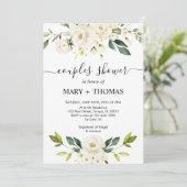 Invitation White Peonies Foliage Couples Douche (Debout devant)