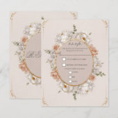 Invitation White Peony & Blush Rose Floral Wedding RSVP (Devant / Derrière)