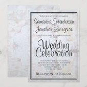 Invitation White Peony Flowers & Hearts Reflections Mariage (Devant / Derrière)