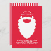 Invitation White Père Noël Beard Modern Holiday Party Invitat (Devant / Derrière)