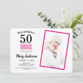 Invitation White Pink 50 et Fabulous 50th Birthday Party (Debout devant)