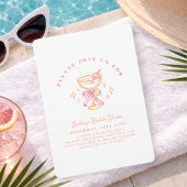 Invitation White Pink Cocktail Bridal Shower Bow