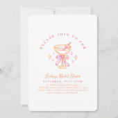 Invitation White Pink Cocktail Bridal Shower Bow (Devant)