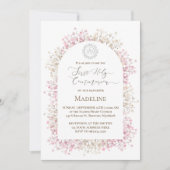 Invitation white pink flowers First Holy Communion (Devant)