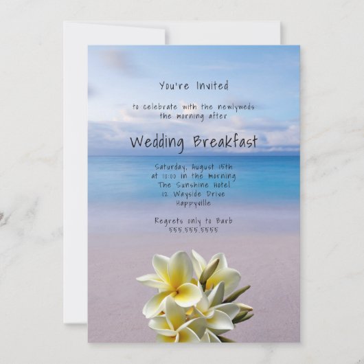 Invitation White Plumeria Beach Arrière - plan Mariage Petit (Devant)