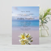 Invitation White Plumeria Beach Arrière - plan Mariage Petit (Debout devant)