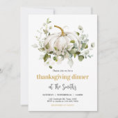 Invitation White Pumpkin Fall Thanksgiving Dinner Party (Devant)