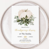 Invitation White Pumpkin Thanksgiving Dinner Party