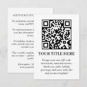Invitation White QR | Modern Minimalist Custom Upload (Devant / Derrière)