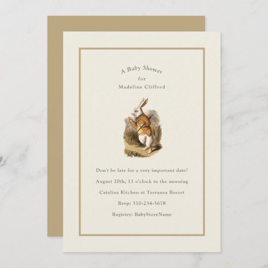 Invitation White Rabbit Alice in Wonderland Classic Storybook (Devant / Derrière)