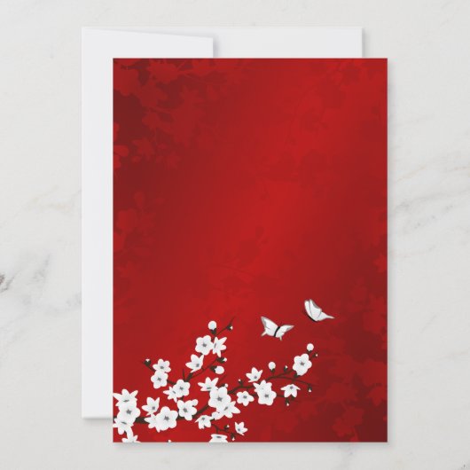 Invitation White  Red Cherry Blossom | Wedding (Dos)