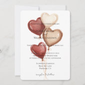 Invitation White Red Cream Heart Balloons Wedding (Devant)