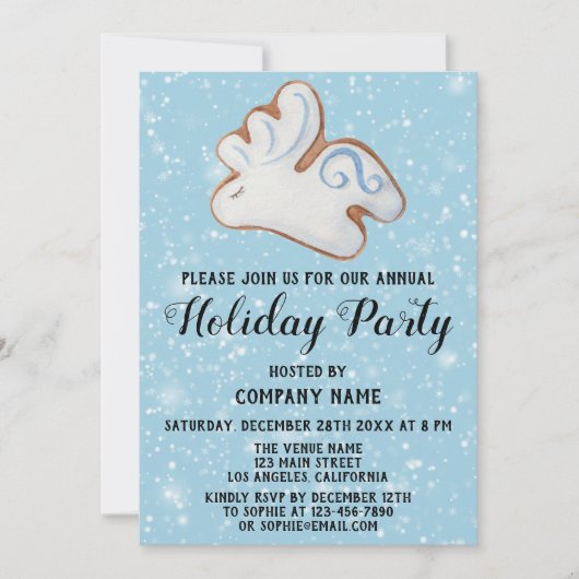 Invitation White Reindeer Cookie Snow Company Fête (Devant)