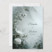 Invitation White Rose and Dusty Gray Fern Winter Wedding (Devant)