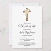 Invitation White rose Cross Celebration of Life Funeral (Devant)