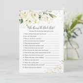 Invitation White Rose Foliage Qui connaît la meilleure mariée (Debout devant)