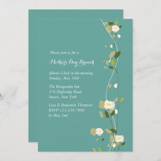 Invitation White Rose Garland (Devant / Derrière)